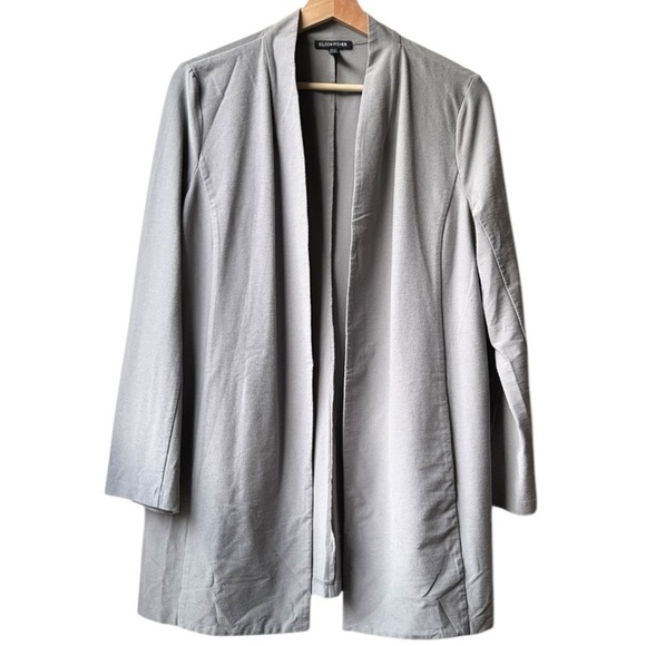 Eileen Fisher Zinc Grey Gray Lightweight Washable Stretch Crepe Long Jacket Sz M - Picture 4 of 14